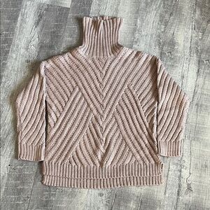 Tu clothing Pink Roll Neck Cable Knitted Jumper